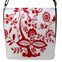 Red Vintage Floral Flowers Decorative Pattern Clipart Flap Messenger Bag (s) by Simbadda