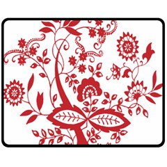 Red Vintage Floral Flowers Decorative Pattern Clipart Double Sided Fleece Blanket (medium)  by Simbadda