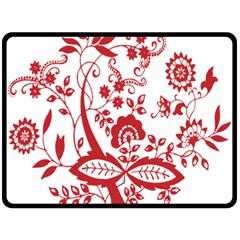 Red Vintage Floral Flowers Decorative Pattern Clipart Double Sided Fleece Blanket (large)  by Simbadda