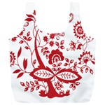 Red Vintage Floral Flowers Decorative Pattern Clipart Full Print Recycle Bags (L)  Front