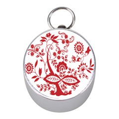 Red Vintage Floral Flowers Decorative Pattern Clipart Mini Silver Compasses by Simbadda