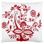 Red Vintage Floral Flowers Decorative Pattern Clipart Large Flano Cushion Case (One Side) Front