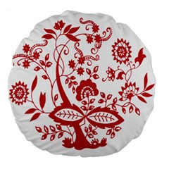 Red Vintage Floral Flowers Decorative Pattern Clipart Large 18  Premium Flano Round Cushions by Simbadda