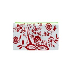 Red Vintage Floral Flowers Decorative Pattern Clipart Cosmetic Bag (xs)