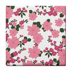 Vintage Floral Wallpaper Background In Shades Of Pink Tile Coasters