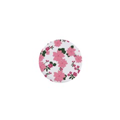 Vintage Floral Wallpaper Background In Shades Of Pink 1  Mini Buttons by Simbadda