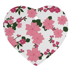 Vintage Floral Wallpaper Background In Shades Of Pink Ornament (Heart)