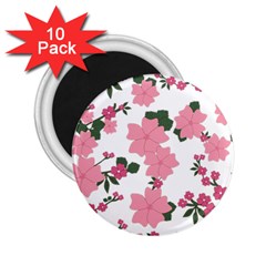 Vintage Floral Wallpaper Background In Shades Of Pink 2 25  Magnets (10 Pack)  by Simbadda