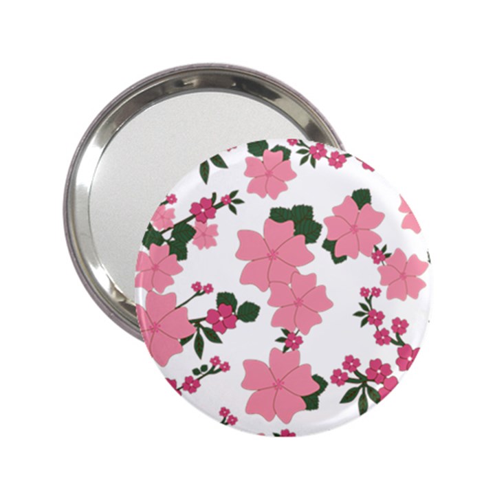 Vintage Floral Wallpaper Background In Shades Of Pink 2.25  Handbag Mirrors