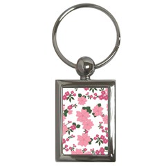 Vintage Floral Wallpaper Background In Shades Of Pink Key Chains (Rectangle) 