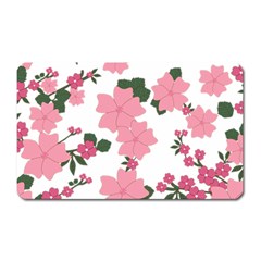 Vintage Floral Wallpaper Background In Shades Of Pink Magnet (rectangular) by Simbadda