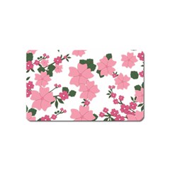 Vintage Floral Wallpaper Background In Shades Of Pink Magnet (Name Card)