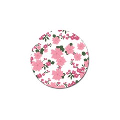 Vintage Floral Wallpaper Background In Shades Of Pink Golf Ball Marker