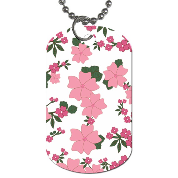 Vintage Floral Wallpaper Background In Shades Of Pink Dog Tag (Two Sides)