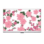 Vintage Floral Wallpaper Background In Shades Of Pink Business Card Holders Front