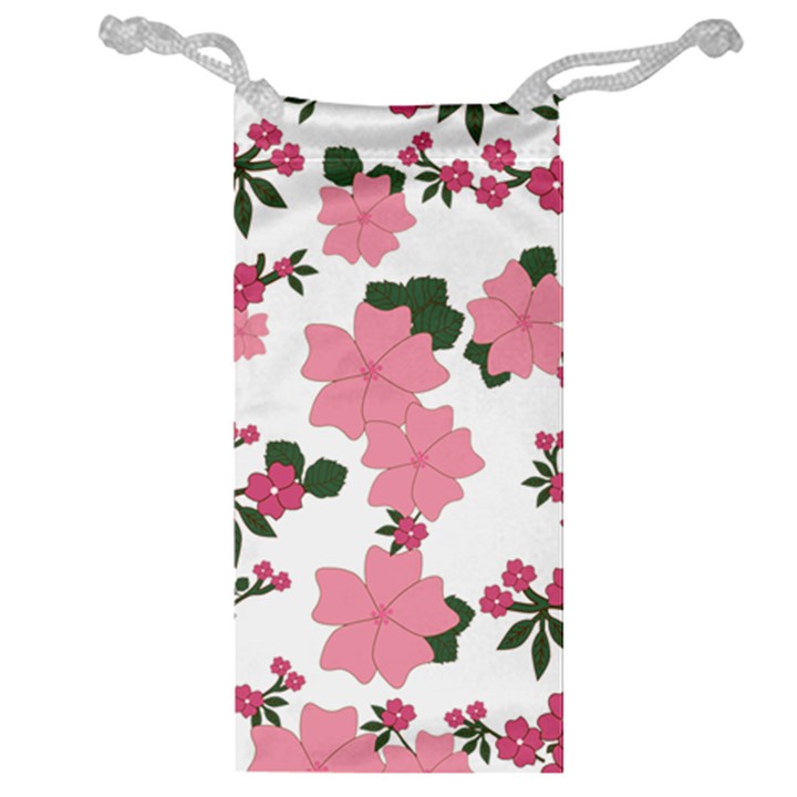 Vintage Floral Wallpaper Background In Shades Of Pink Jewelry Bag