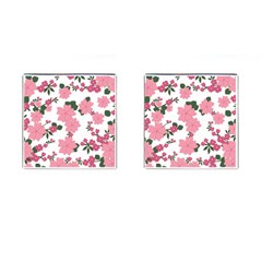 Vintage Floral Wallpaper Background In Shades Of Pink Cufflinks (Square)