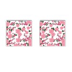 Vintage Floral Wallpaper Background In Shades Of Pink Cufflinks (Square) Front(Pair)