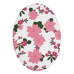 Vintage Floral Wallpaper Background In Shades Of Pink Oval Ornament (Two Sides)