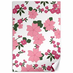 Vintage Floral Wallpaper Background In Shades Of Pink Canvas 12  x 18  