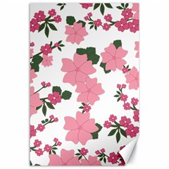 Vintage Floral Wallpaper Background In Shades Of Pink Canvas 24  x 36 