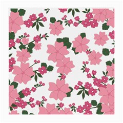 Vintage Floral Wallpaper Background In Shades Of Pink Medium Glasses Cloth (2-Side)