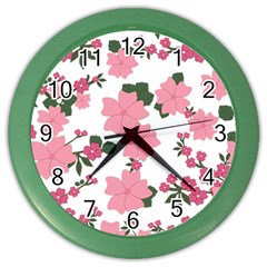 Vintage Floral Wallpaper Background In Shades Of Pink Color Wall Clocks