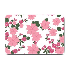 Vintage Floral Wallpaper Background In Shades Of Pink Small Doormat  by Simbadda