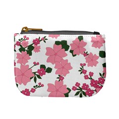 Vintage Floral Wallpaper Background In Shades Of Pink Mini Coin Purses by Simbadda