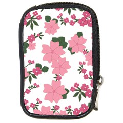 Vintage Floral Wallpaper Background In Shades Of Pink Compact Camera Cases by Simbadda