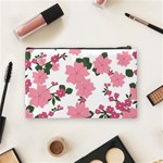 Vintage Floral Wallpaper Background In Shades Of Pink Cosmetic Bag (Medium)  Back