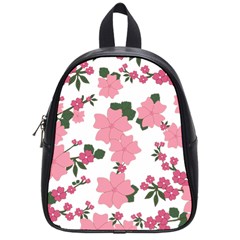 Vintage Floral Wallpaper Background In Shades Of Pink School Bags (small)  by Simbadda