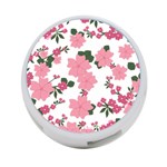 Vintage Floral Wallpaper Background In Shades Of Pink 4-Port USB Hub (One Side) Front