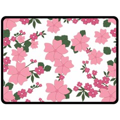 Vintage Floral Wallpaper Background In Shades Of Pink Fleece Blanket (large)  by Simbadda