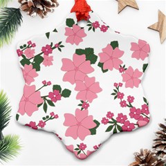 Vintage Floral Wallpaper Background In Shades Of Pink Ornament (Snowflake)