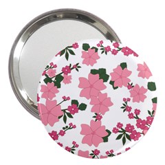 Vintage Floral Wallpaper Background In Shades Of Pink 3  Handbag Mirrors by Simbadda