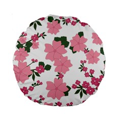 Vintage Floral Wallpaper Background In Shades Of Pink Standard 15  Premium Round Cushions