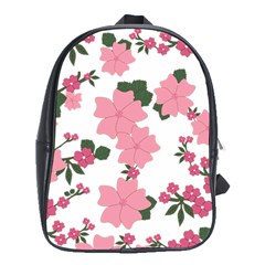 Vintage Floral Wallpaper Background In Shades Of Pink School Bags (xl)  by Simbadda