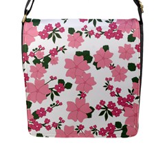 Vintage Floral Wallpaper Background In Shades Of Pink Flap Messenger Bag (l)  by Simbadda