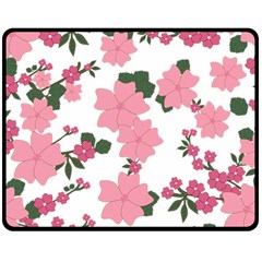 Vintage Floral Wallpaper Background In Shades Of Pink Double Sided Fleece Blanket (Medium) 