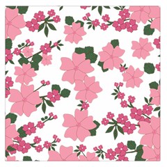 Vintage Floral Wallpaper Background In Shades Of Pink Large Satin Scarf (Square)