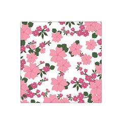 Vintage Floral Wallpaper Background In Shades Of Pink Satin Bandana Scarf by Simbadda