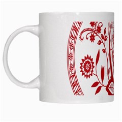 Red Vintage Floral Flowers Decorative Pattern White Mugs by Simbadda