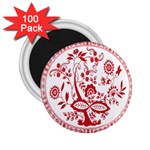 Red Vintage Floral Flowers Decorative Pattern 2.25  Magnets (100 pack)  Front