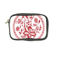 Red Vintage Floral Flowers Decorative Pattern Coin Purse by Simbadda