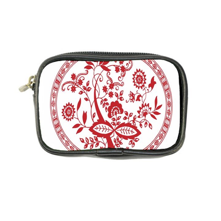 Red Vintage Floral Flowers Decorative Pattern Coin Purse