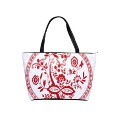 Red Vintage Floral Flowers Decorative Pattern Shoulder Handbags by Simbadda