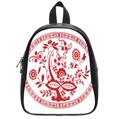 Red Vintage Floral Flowers Decorative Pattern School Bags (small)  by Simbadda