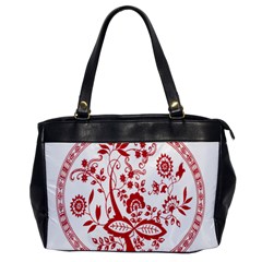 Red Vintage Floral Flowers Decorative Pattern Office Handbags by Simbadda