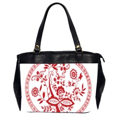 Red Vintage Floral Flowers Decorative Pattern Office Handbags (2 Sides)  by Simbadda